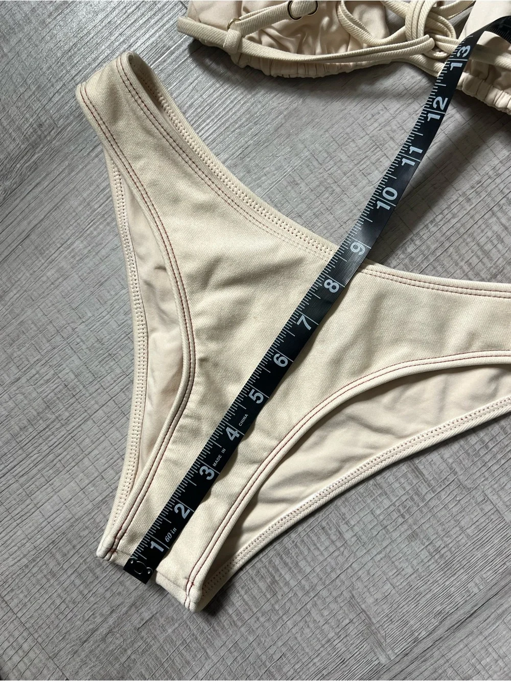 MONDAY SWIMWEAR Kauai Top + Byron Bikini Bottoms in Champage Denim Small